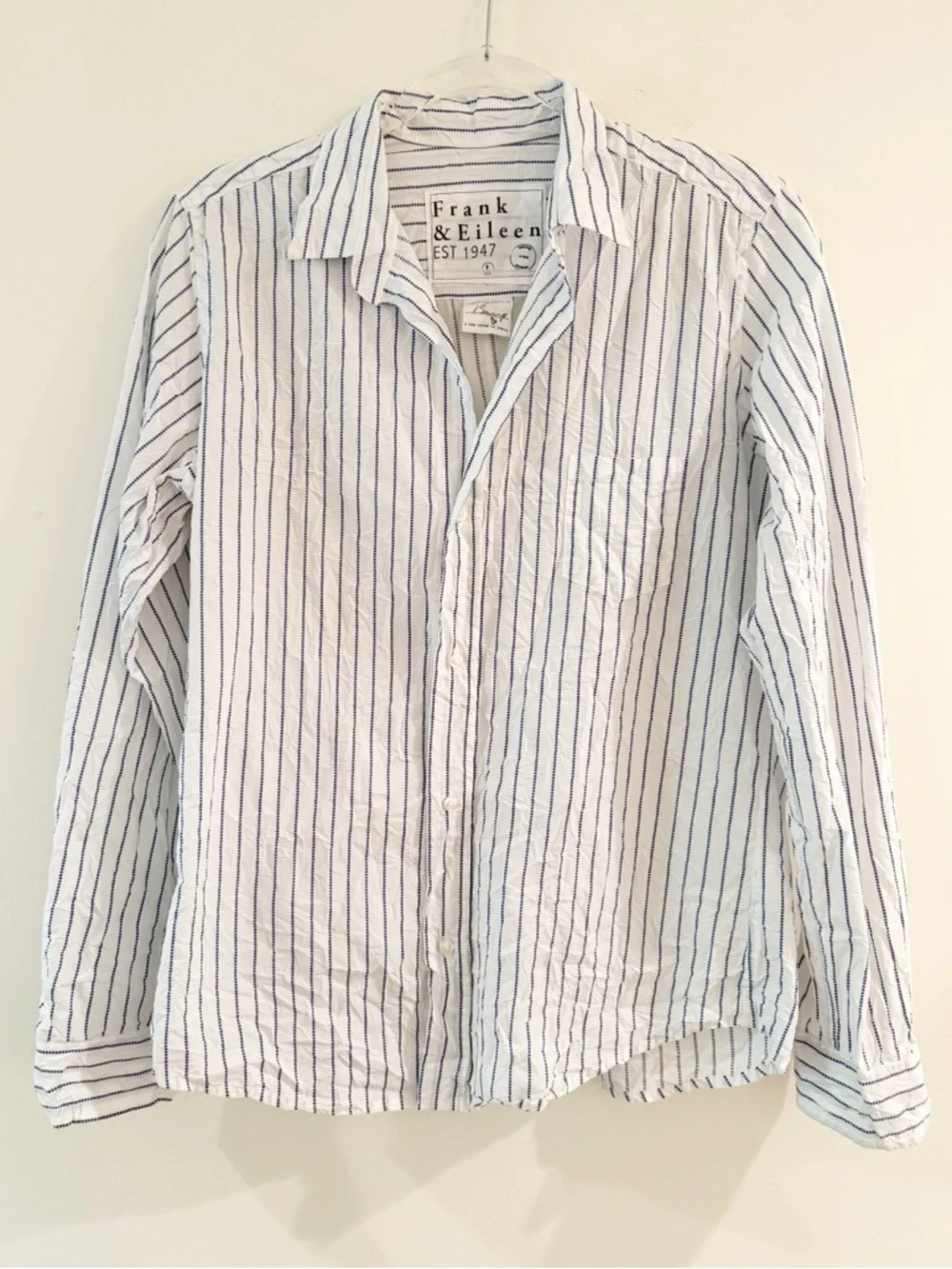 Frank & Eileen Barry Style Button-Up Blue Dotted Stripe Top - Picture 2 of 8